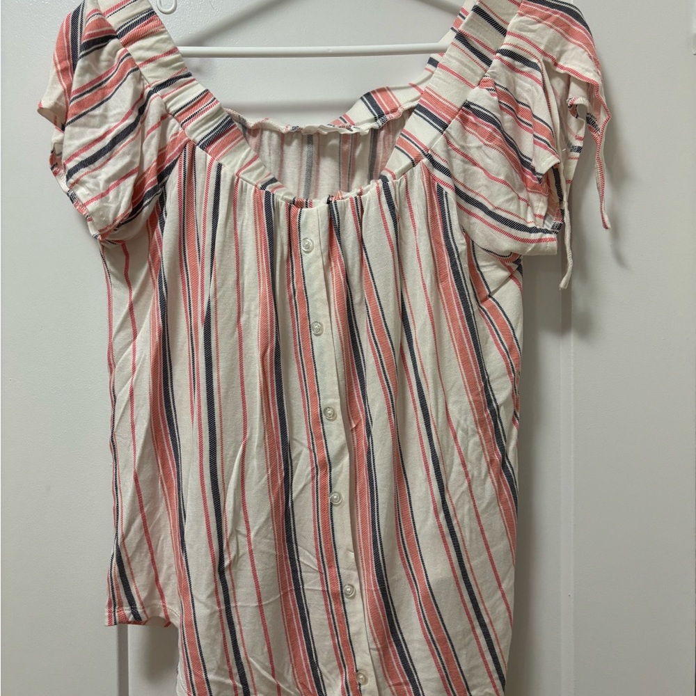 Striped Button-Up Women's Top